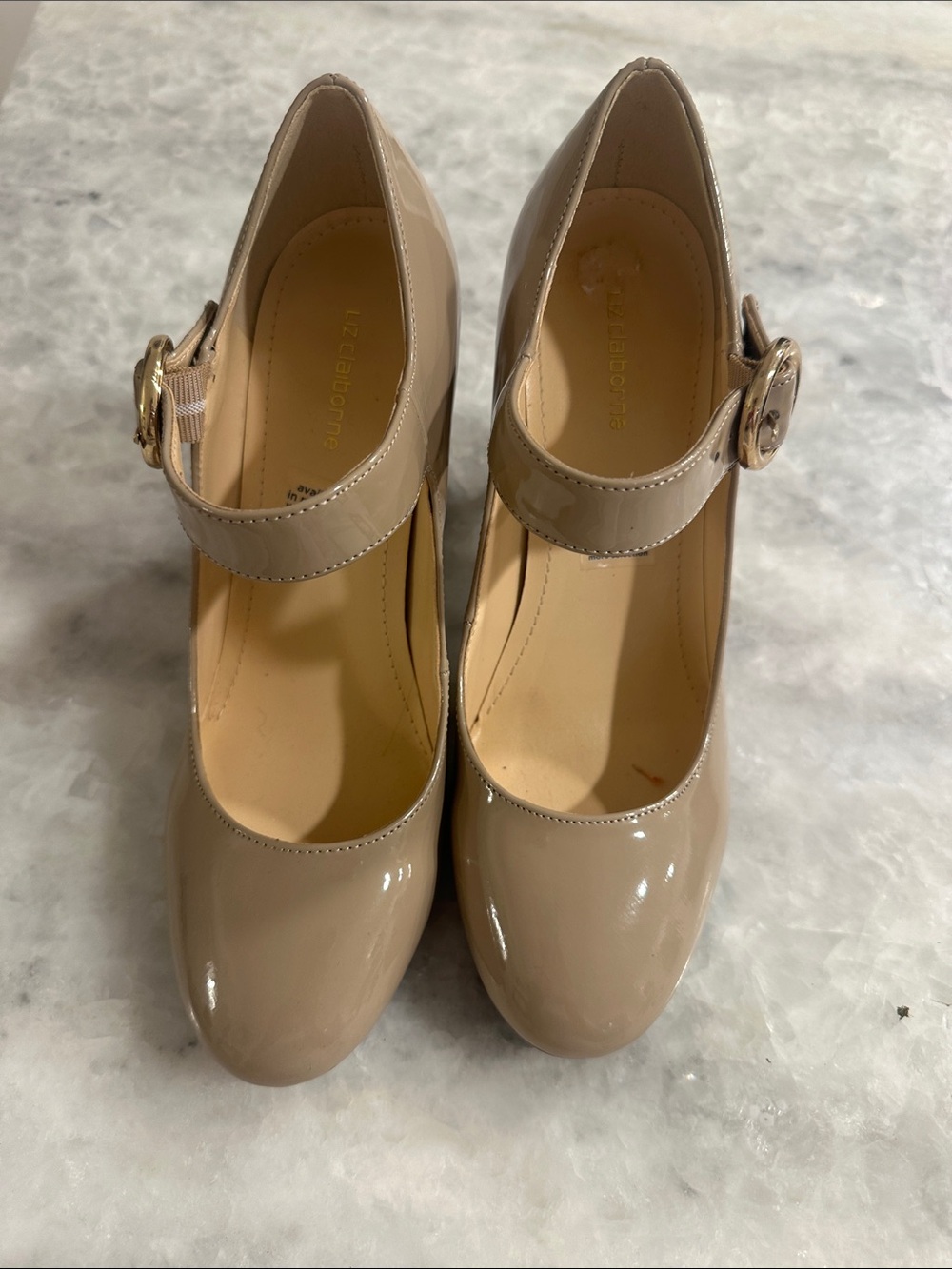 Liz Claiborne Patent Mary Jane Pumps in Beige
